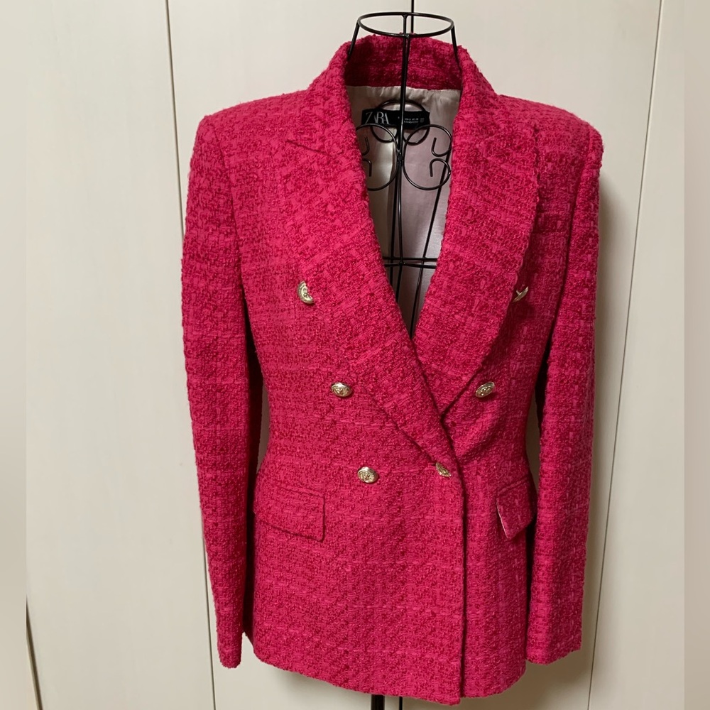 NWOT Zara Pink Double-Breasted Blazer Sz S